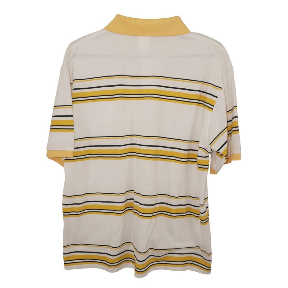 Vintage Lacoste Polo Shirt Yellow White Stripe Crocodile Logo Mens Large France - Picture 5 of 8